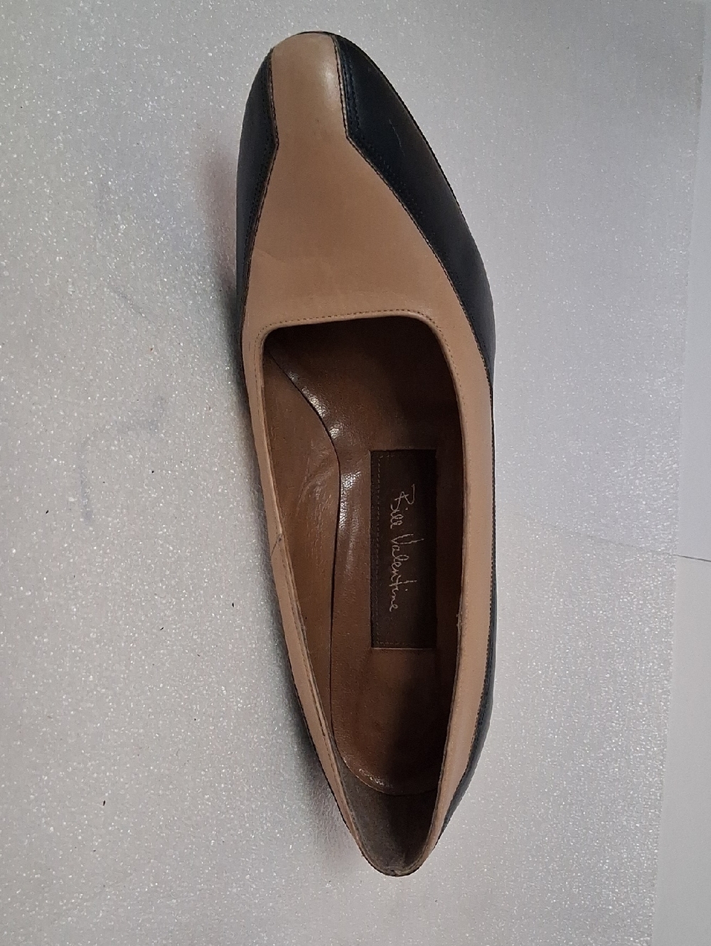 Two-Tone Beige and Black Women's Slip-On Loafer